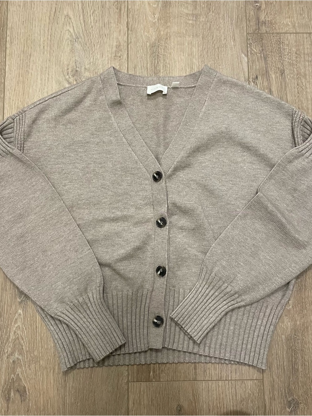 Cyrus Taupe V-Neck Button Front Cardigan